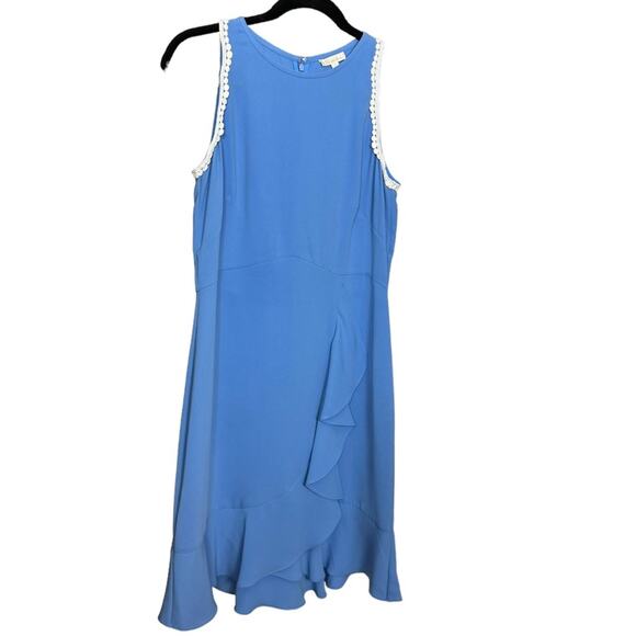 Shoshanna Groove Ruffled Mini Dress Blue EUC - Picture 5 of 12